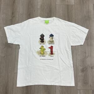 Huf All Cities Fire Hydrant Short Sleeve Tee T Shirt White Size Large L B18